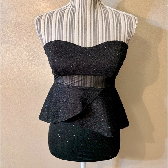 Sexy Mini Dress Small Symphony Black Sparkly Bodycon Mesh Sleeveless Padded - Picture 1 of 16